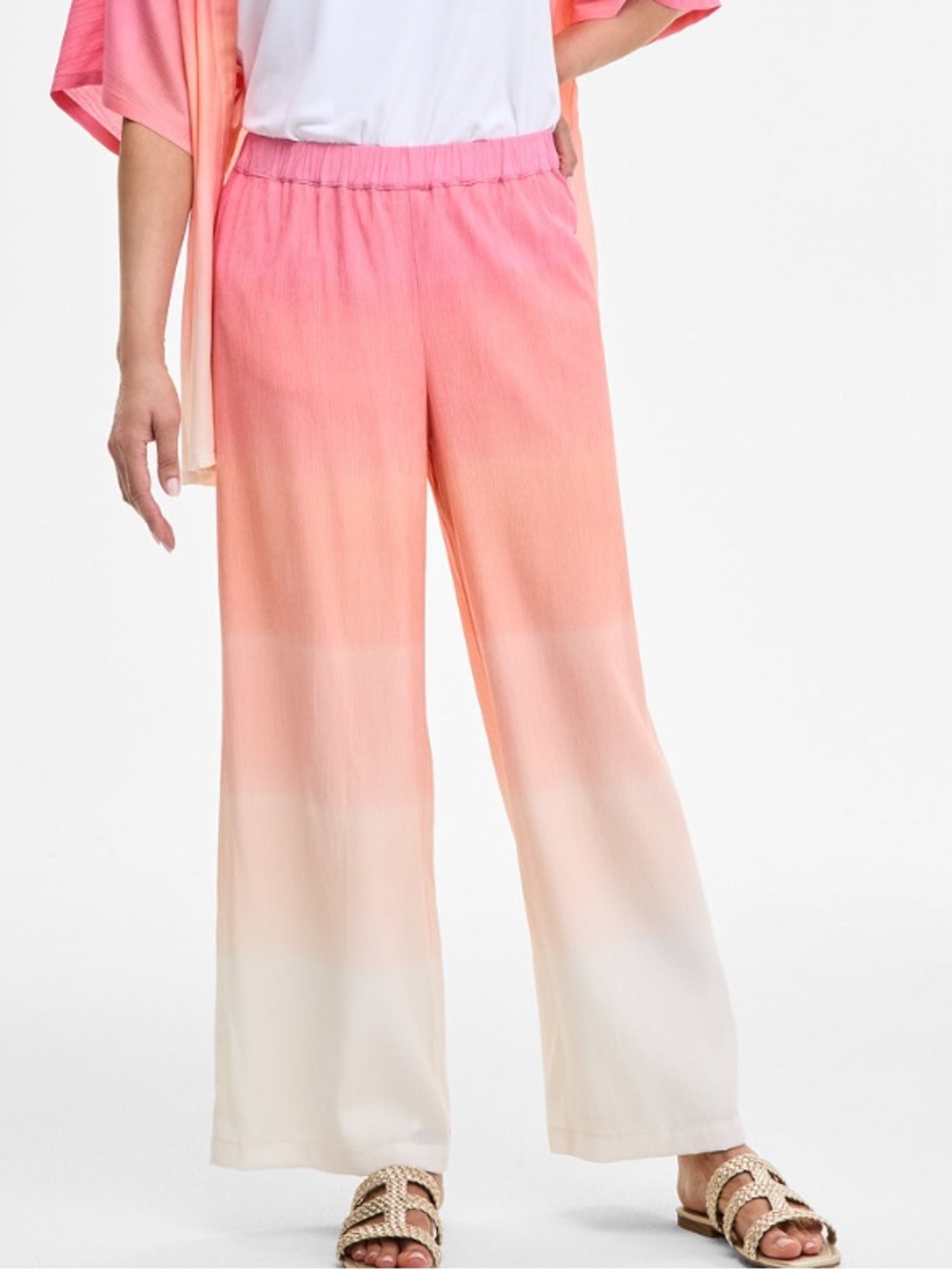 JM Collection Women's Ombre Crinkle Wide-Leg Pants Size Small